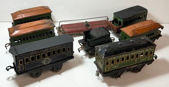 Lot Of 8 Vintage Metal Train Cars