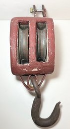 Vintage Block & Tackle Double Pulley W/ Hook