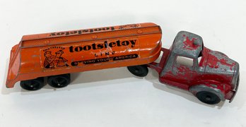 Vintage Tootsie Red And Orange Trailer Truck - USA