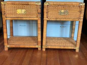 Pair Of Wicker  Bedside Tables