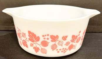 Vintage Pyrex White & Pink Gooseberry Casserole Dish