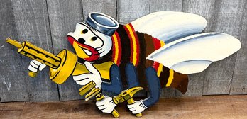 WWII US Navy Seabees Handmade & Painted Wall Hanging Artwork