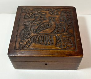 Vintage Hand Carved Wooden Trinket Box Made In Russia