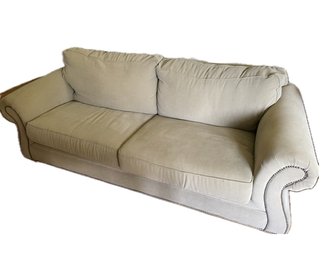 Broyhill Rolled Arm Sofa Bed With Nailhead Trim.