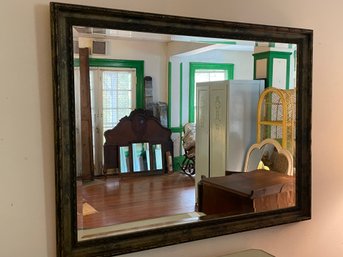 Stunning Antique Extra Large Beveled Wall Mirror With Wood Frame