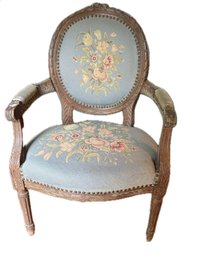 Wow! Gorgeous French Louis XVI Carved Needlepoint Armchair