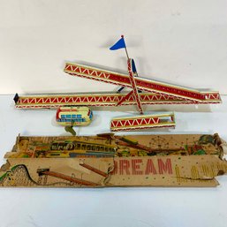 Vintage Dreamland Tin Wind-Up Bus On Track