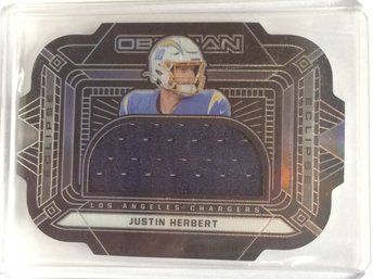 2021 Panini Obsidian Eclipse Justin Herbert Die Cut Jersey Relic Card 90/100 - K