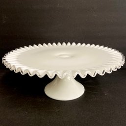 1960s Fenton Silver Crest Milk Glass Cake Stand