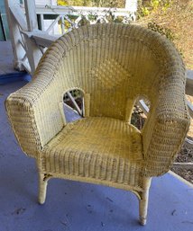 (#2) Vintage Wicker Catskill Porch Chair Painted Catskill Yellow