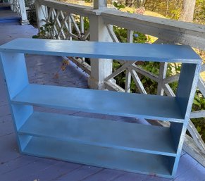 Vintage Wooden Open Back Bookshelf Painted A Medium Blue