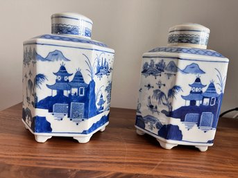 2 Porcelain Jingdezhen Tea Caddies