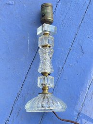 1930s Antique Cut Crystal And Brass Boudoir Lamp