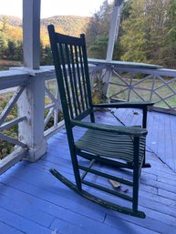 (#1) Vintage Wooden Catskills Porch Rocker Painted Catskill Camp Green