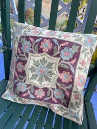 Vintage Crewel Throw Pillow