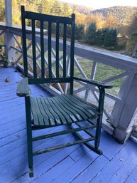 (#2) Vintage Wooden Catskills Porch Rocker Painted Catskill Camp Green