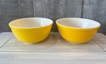 2 Yellow Pyrex Bowls