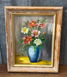 Framed Signed Oil On Canvas Floral Still Life