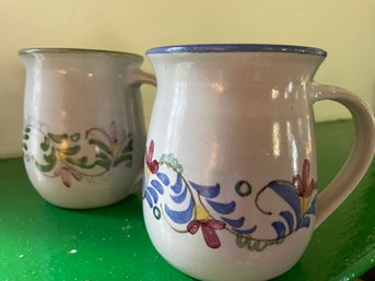 Pair Of Gorgeous Beekshire Pottery Hand Thrown Painted & Glazed Mugs