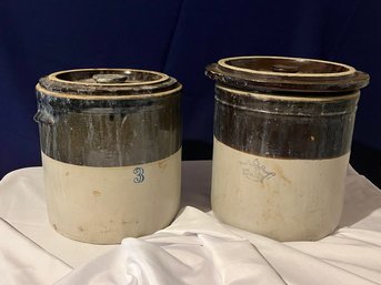 2 Antique Stoneware Crock Collection