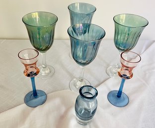 Colored Glass Lot - 7 Pieces - N