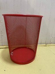 Red Metal Mesh Trash Can