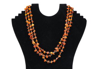 Vintage Amber Color Beads Necklace