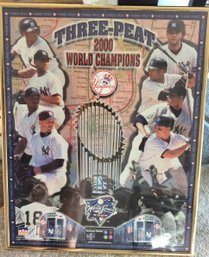 New York Yankees 2000 World Series Three Peat Champions Framed Poster (local Pickup Only) - M