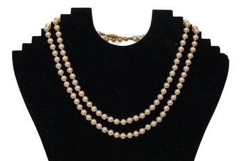 Beautiful Long Faux Pearls Necklace Made In Japan