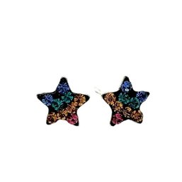 Sterling Silver Tiny Multi Colored Stone Star Stud Earrings