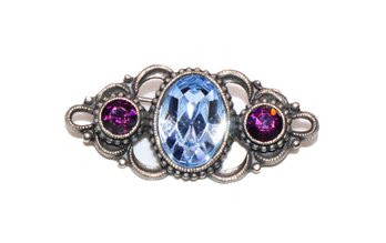 Brooch With Blue And Purple Stones