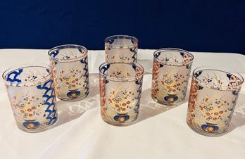 Set Of 6 Vintage Culver Imari MCM Old Fashin Glasses