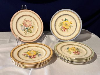 12 Vintage 9' Hand-painted Luncheon Plates