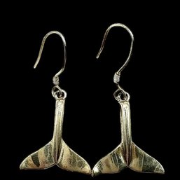 Sterling Silver Dolphin Tail Dangle Earrings