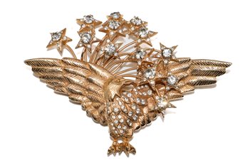 Eisenberg Ice Patriotic Bald Eagle Brooch With Sparkly Stones