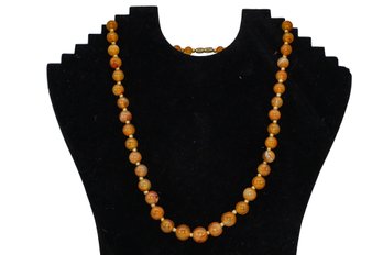 Amber Color Glass Beads Necklace