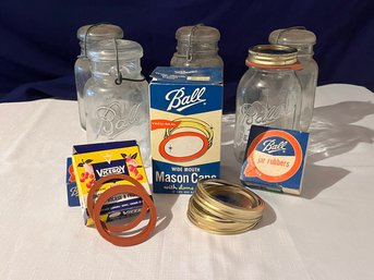 16 Vintage Mason Jars, Covers, & Accessories - Not All Shown