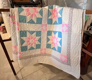 Antique Handmade Pink/Blue Amish Quilt