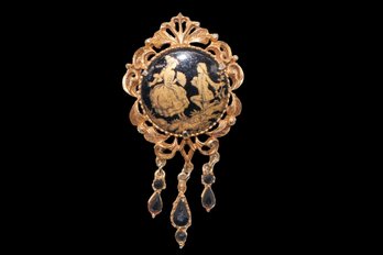 Vintage Florenza Cameo Gold Tone Brooch/pin