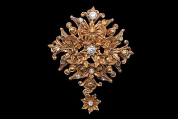 Vintage Florenza Brooch With Sparkly Rhinestones