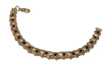 Beautiful Tennis Style Gold Tone Bracelet With Sparkly Rhinestones