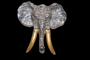 Vintage Ultra Craft Pewter Gold Tone Elephant Brooch