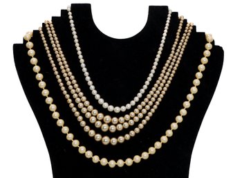 3 Vintage Faux Pearl Necklaces