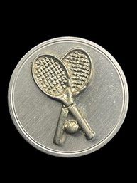 Vintage Sterling Silver Tennis Rackets And Tennis Ball Brooch