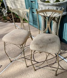 Vintage-look Bar Height Stools, Iron Frame With Comfortable Cushion Seat With Soft Fabric