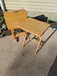 Set Of Wooden TV Tray Tables