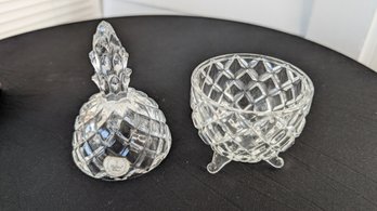 Crystal Clear 7' PINEAPPLE Covered Candy Dish 24% Lead Crystal In Box