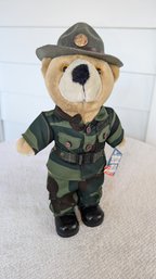 Patriotic Army Bear Plush Wearing Uniform & Hat