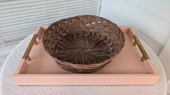 Modern Elegant 18'x12' Rectangle Baby Pink Tray Glossy  & Stylish Basket