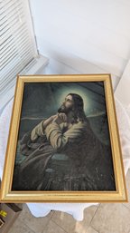 Christ In Gethsemane Jesus Praying Agony In The Garden Vintage Framed